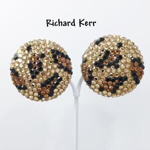 Vintage Richard Kerr 1980s Statement Earrings – Swarovski Crystal Animal Print